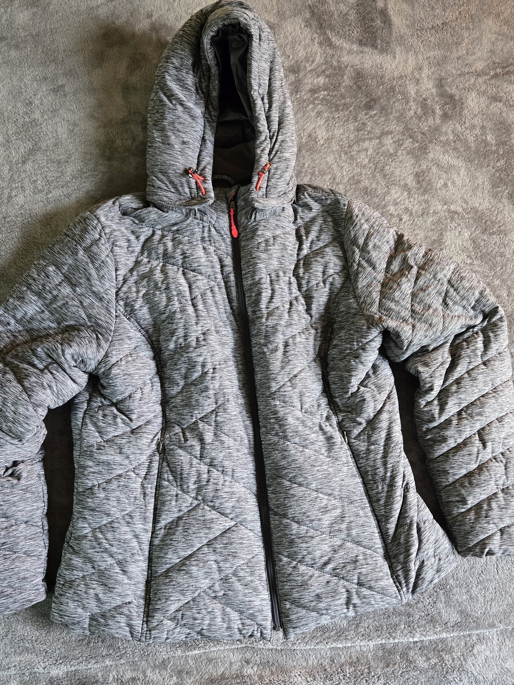 tek gear Women's Heather Gray Quilted Hooded Puffer Jacket